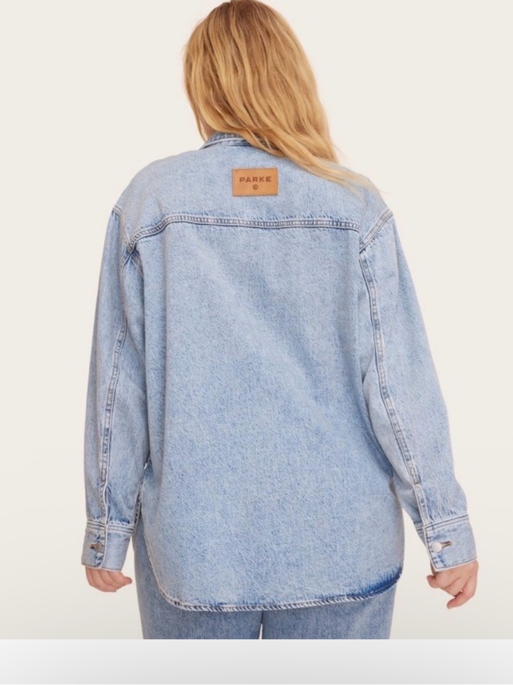Parke Light Blue Denim Jacket with Navy Tag